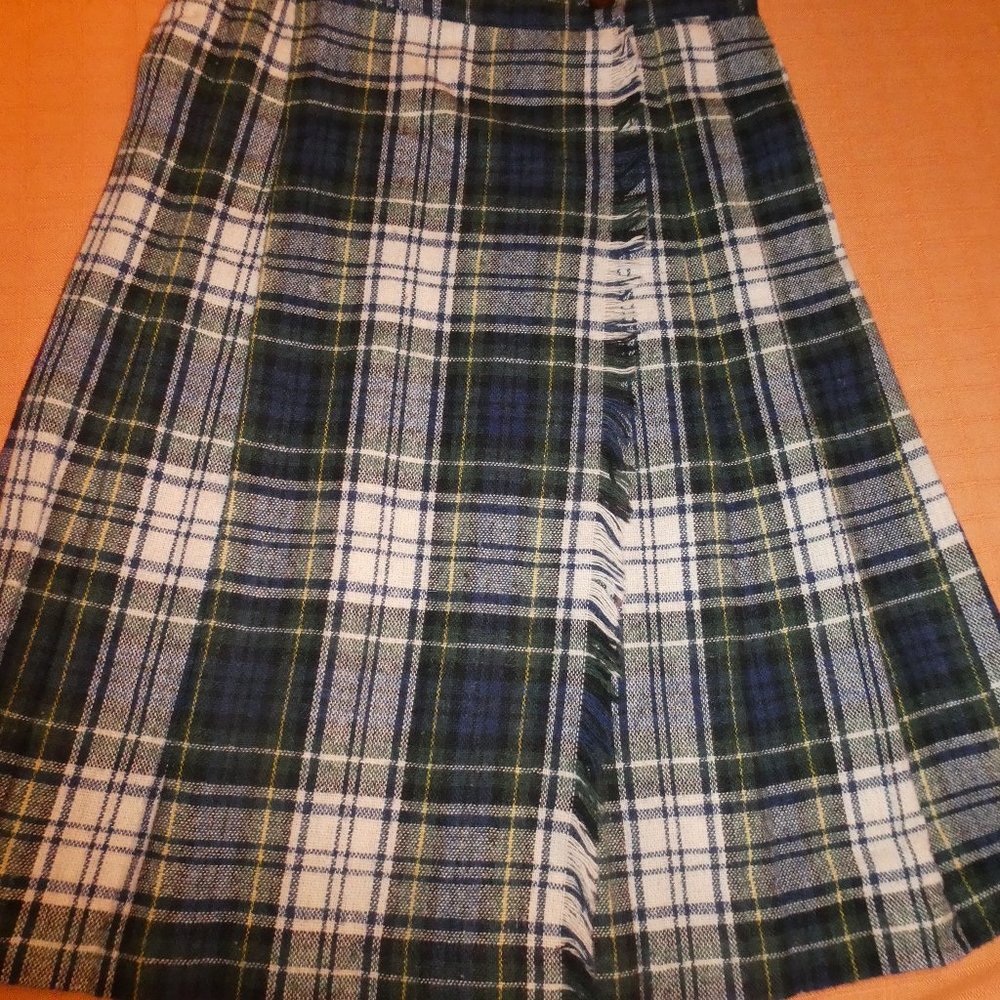 VINTAGE PHASE 1 WOOL BLEND KILT, TARTAN PLAID